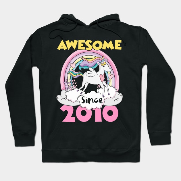 Cute Awesome Unicorn 2010 Funny Gift Pink Hoodie by saugiohoc994